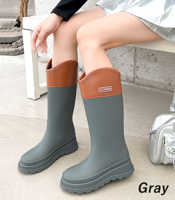 レインブーツ レディース レインシューズ  長靴 靴 雨 おしゃれ ブーツ ロング 完全防水 梅雨 台風 アウトドア 撥水 農作業 ガーデニング 防水靴 ^bm1388^ | uricca | 09