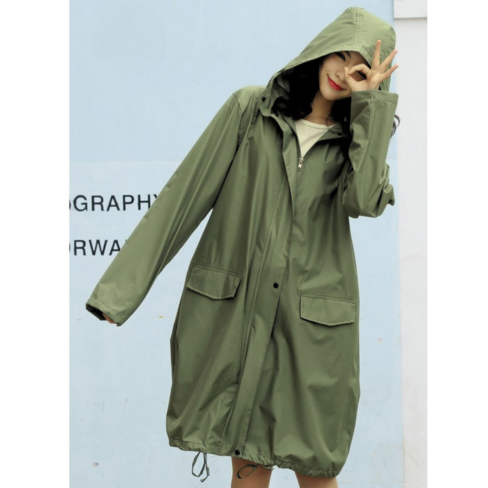 レインコート 男女兼用 収納袋付き ポンチョ ジッパー 完全防水 バイク 自転車 雨具 カッパ レディース メンズ[郵3]^bm1462^ | uricca | 01