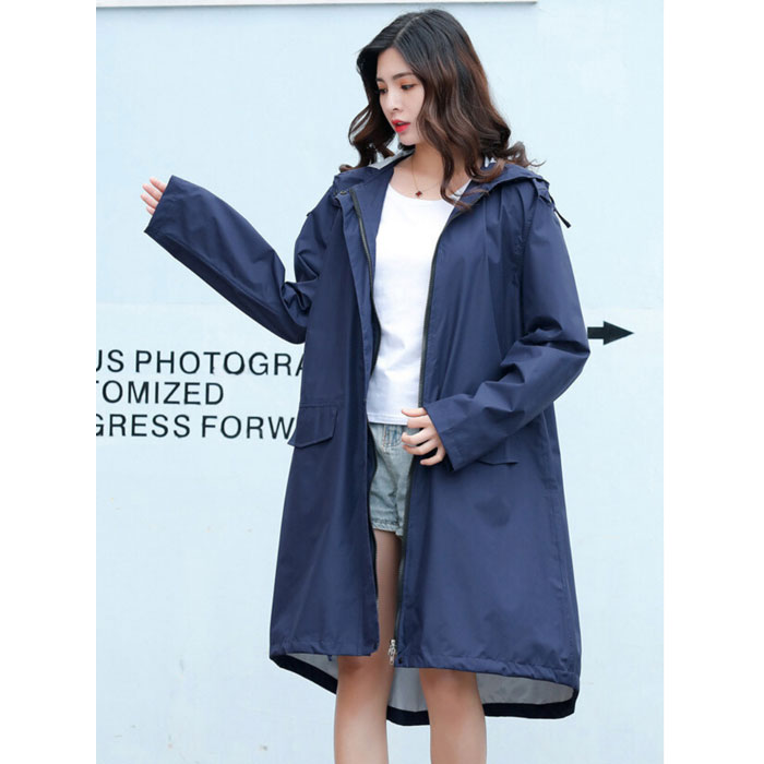 レインコート 男女兼用 収納袋付き ポンチョ ジッパー 完全防水 バイク 自転車 雨具 カッパ レディース メンズ[郵3]^bm1462^ | uricca | 03