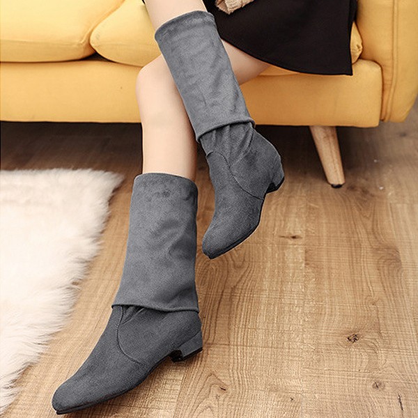 1743円 クーポンで！ ニーハイブーツ ブーツ レディース 秋 冬 ローヒール 安い ロングスエード調 大きいサイズ 美脚 ^bo-596^ | uricca | 18