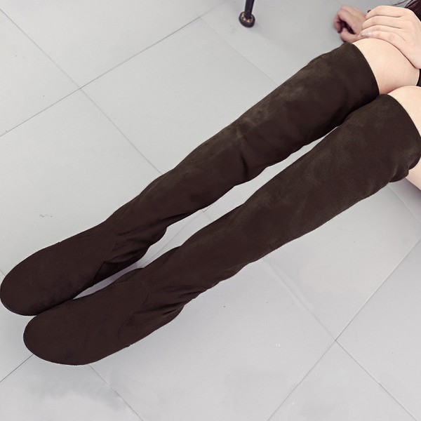 1743円 クーポンで！ ニーハイブーツ ブーツ レディース 秋 冬 ローヒール 安い ロングスエード調 大きいサイズ 美脚 ^bo-596^ | uricca | 08