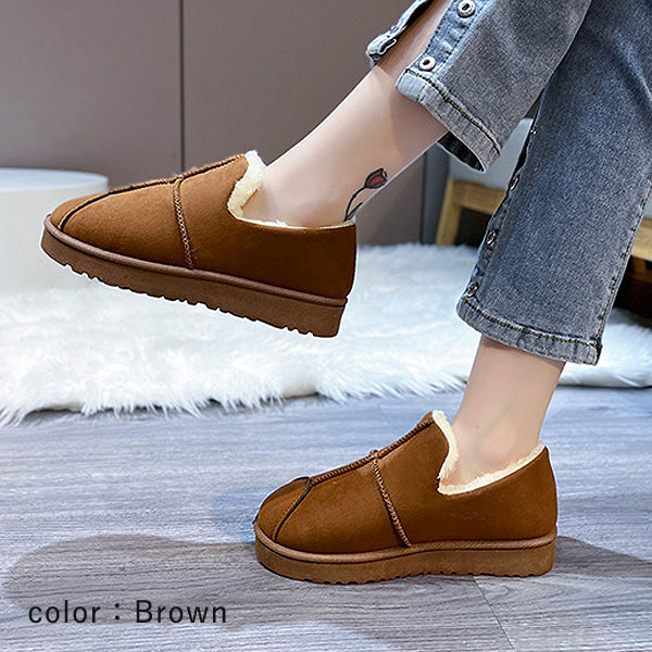 1490円 クーポンで★ ムートンブーツ ブーツ レディース スリッポン 秋 冬 黒 おしゃれ かわいい 30代 40代 ローカット ファー ボア 極暖 ^bo-608^ | uricca | 09