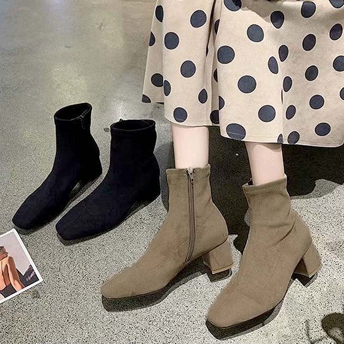 2241円 クーポンで！ ショートブーツ ブーツ レディース 黒 秋 冬 おしゃれ かわいい 30代 40代 50代 スウェード スエード レザー調 シューズ ^bo-718^ | uricca | 06