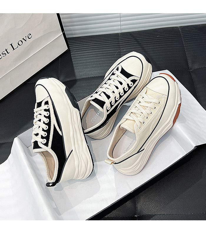 スニーカー 厚底 レディース シューズ 秋 冬 黒 白 おしゃれ かわいい 30代 40代 50代 大きいサイズ ローカット キャンバス ^bo-904^ | uricca | 04