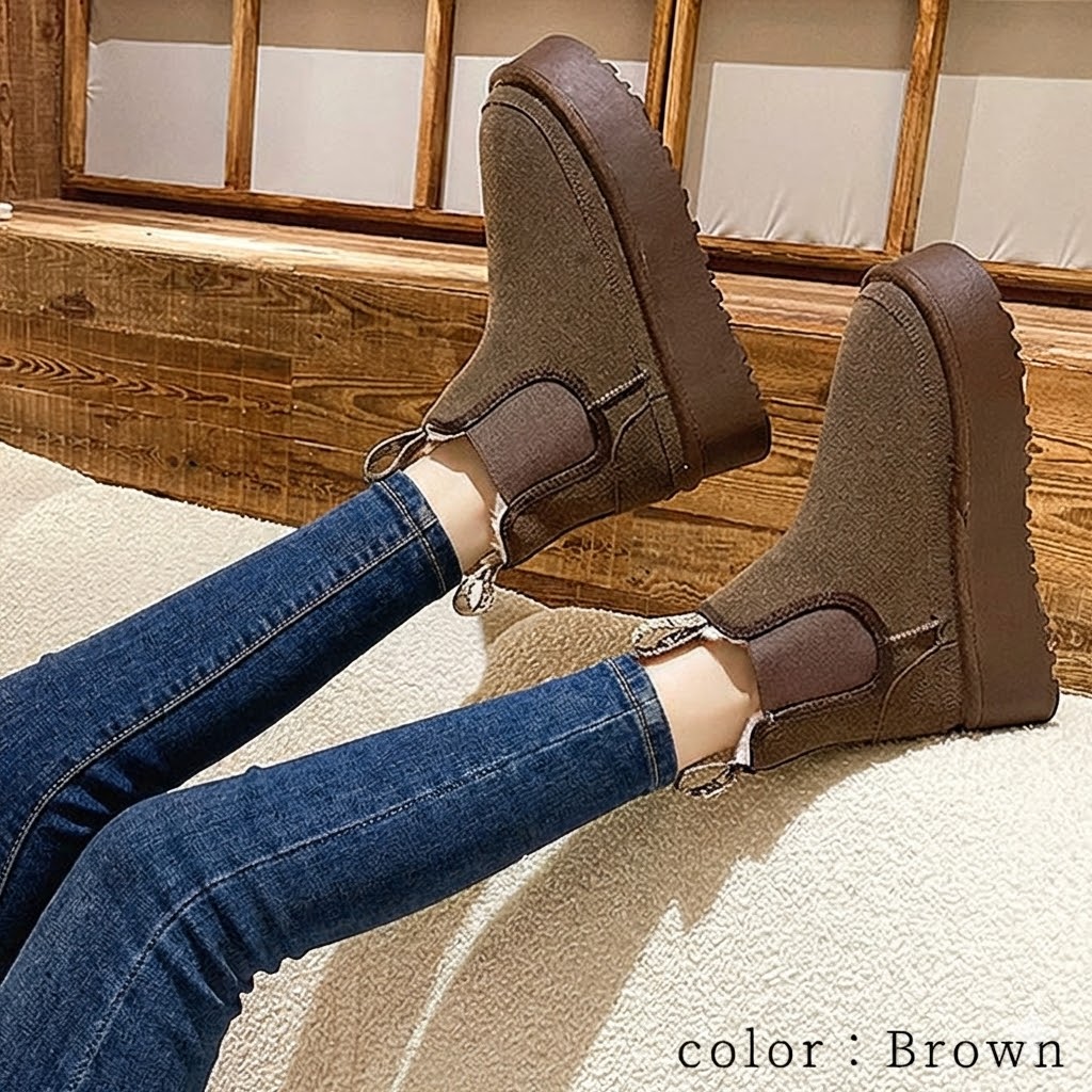 2653円 クーポンで！ ムートンブーツ サイドゴア 厚底 ショート 防寒 ブーツ レディース シューズ  秋 冬 黒 おしゃれ かわいい 靴 ^bo-946^ | uricca | 14