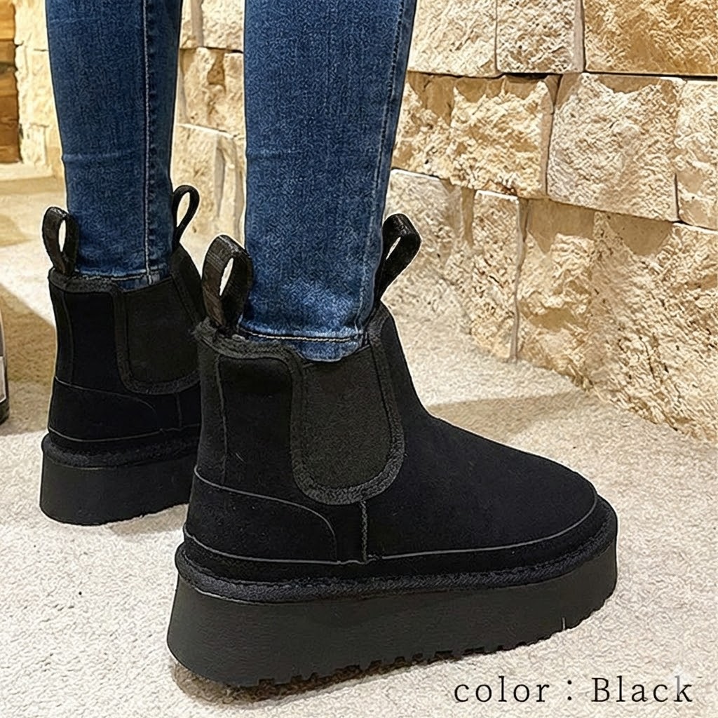 2653円 クーポンで！ ムートンブーツ サイドゴア 厚底 ショート 防寒 ブーツ レディース シューズ  秋 冬 黒 おしゃれ かわいい 靴 ^bo-946^ | uricca | 15