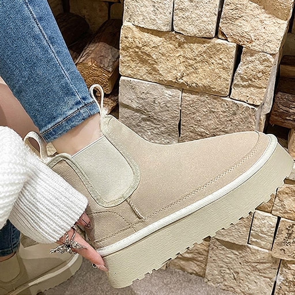 2653円 クーポンで！ ムートンブーツ サイドゴア 厚底 ショート 防寒 ブーツ レディース シューズ  秋 冬 黒 おしゃれ かわいい 靴 ^bo-946^ | uricca | 17