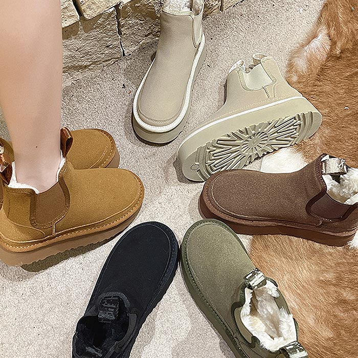 2653円 クーポンで！ ムートンブーツ サイドゴア 厚底 ショート 防寒 ブーツ レディース シューズ  秋 冬 黒 おしゃれ かわいい 靴 ^bo-946^ | uricca | 19