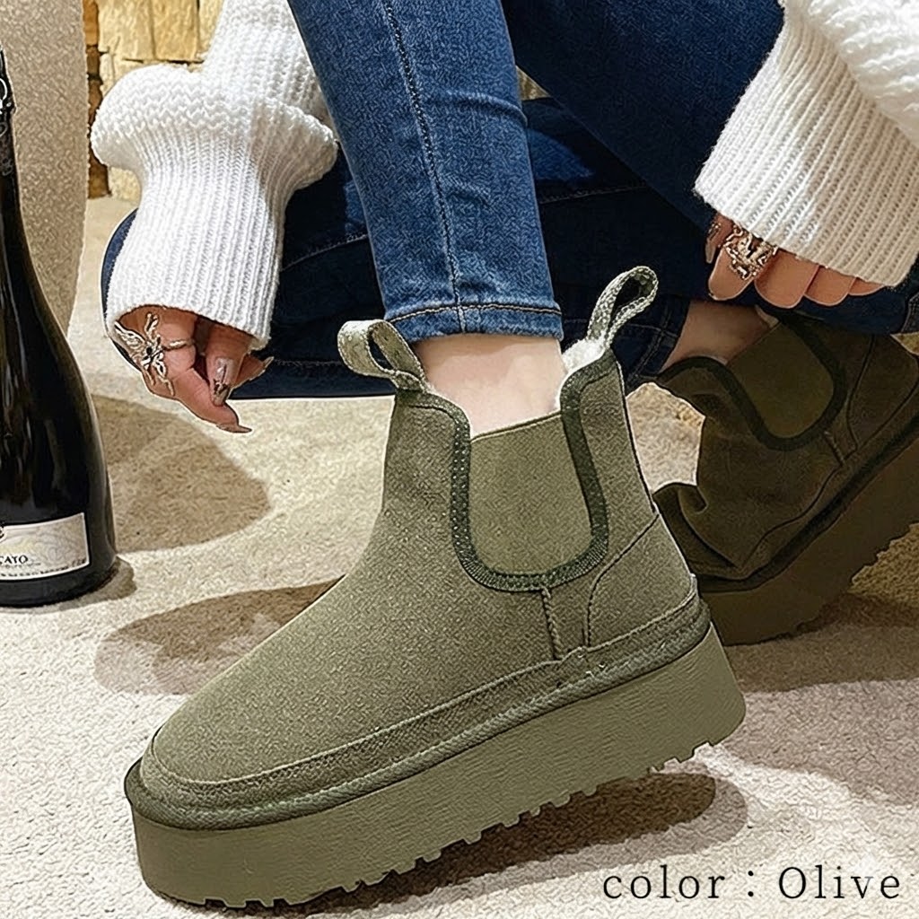 2653円 クーポンで！ ムートンブーツ サイドゴア 厚底 ショート 防寒 ブーツ レディース シューズ  秋 冬 黒 おしゃれ かわいい 靴 ^bo-946^ | uricca | 12