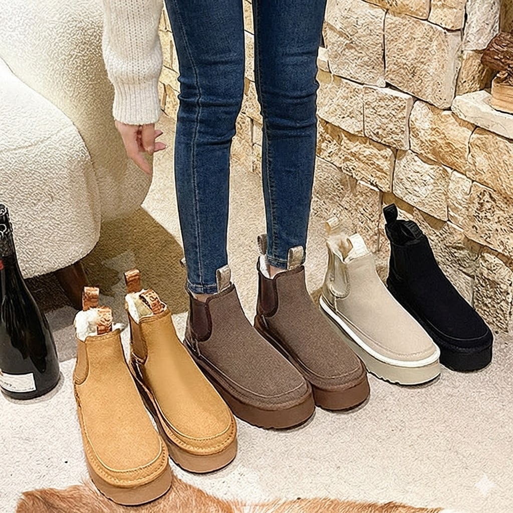 2653円 クーポンで！ ムートンブーツ サイドゴア 厚底 ショート 防寒 ブーツ レディース シューズ  秋 冬 黒 おしゃれ かわいい 靴 ^bo-946^ | uricca | 13