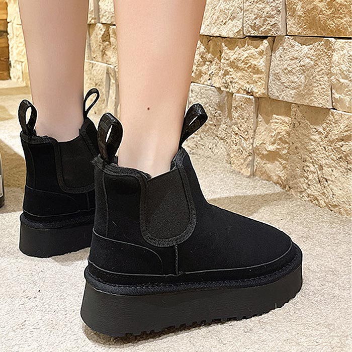 2653円 クーポンで！ ムートンブーツ サイドゴア 厚底 ショート 防寒 ブーツ レディース シューズ  秋 冬 黒 おしゃれ かわいい 靴 ^bo-946^ | uricca | 01