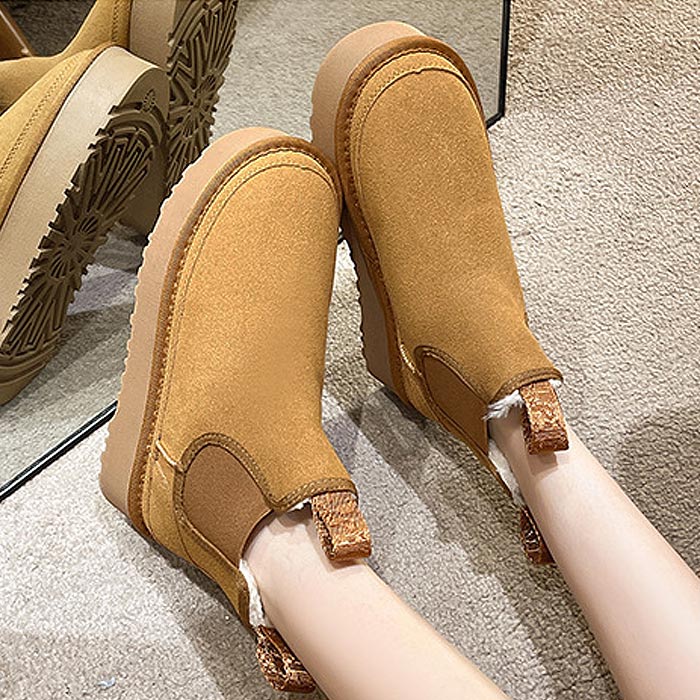 2653円 クーポンで！ ムートンブーツ サイドゴア 厚底 ショート 防寒 ブーツ レディース シューズ  秋 冬 黒 おしゃれ かわいい 靴 ^bo-946^ | uricca | 02