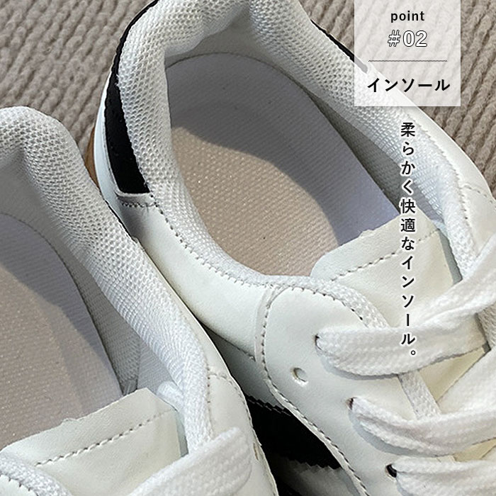 靴 レディース シューズ フラットスニーカー 秋 冬 黒 白 おしゃれ かわいい 30代 40代 50代 ローカット フラットソール^bo-960^ | uricca | 09