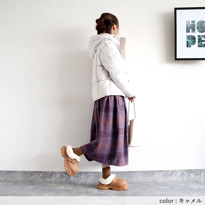 靴 レディース ムートン スリッパ 秋 冬 黒 おしゃれ 歩きやすい 厚底 軽量 軽い ファー 極暖 暖か 保温 かわいい^bo-962^ | uricca | 15