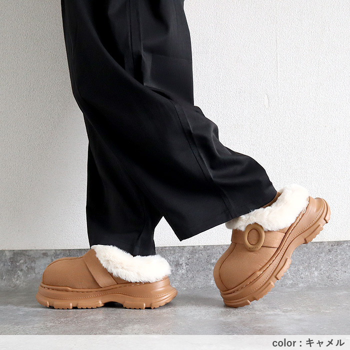 靴 レディース ムートン スリッパ 秋 冬 黒 おしゃれ 歩きやすい 厚底 軽量 軽い ファー 極暖 暖か 保温 かわいい^bo-962^ | uricca | 16