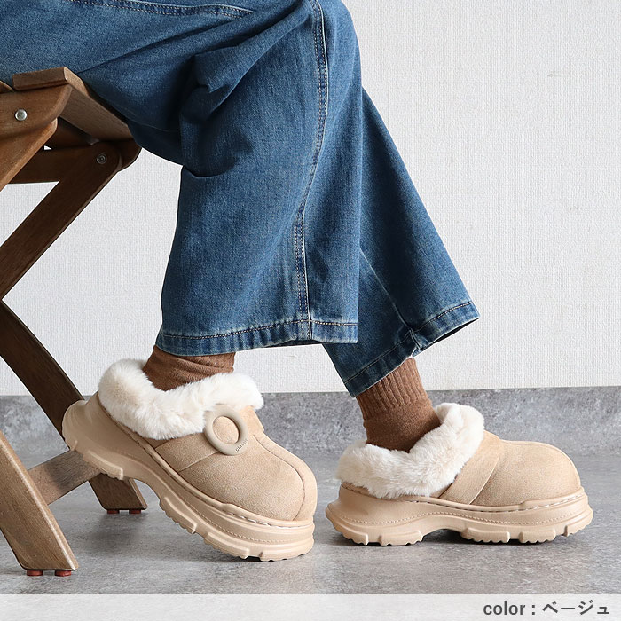 靴 レディース ムートン スリッパ 秋 冬 黒 おしゃれ 歩きやすい 厚底 軽量 軽い ファー 極暖 暖か 保温 かわいい^bo-962^ | uricca | 18