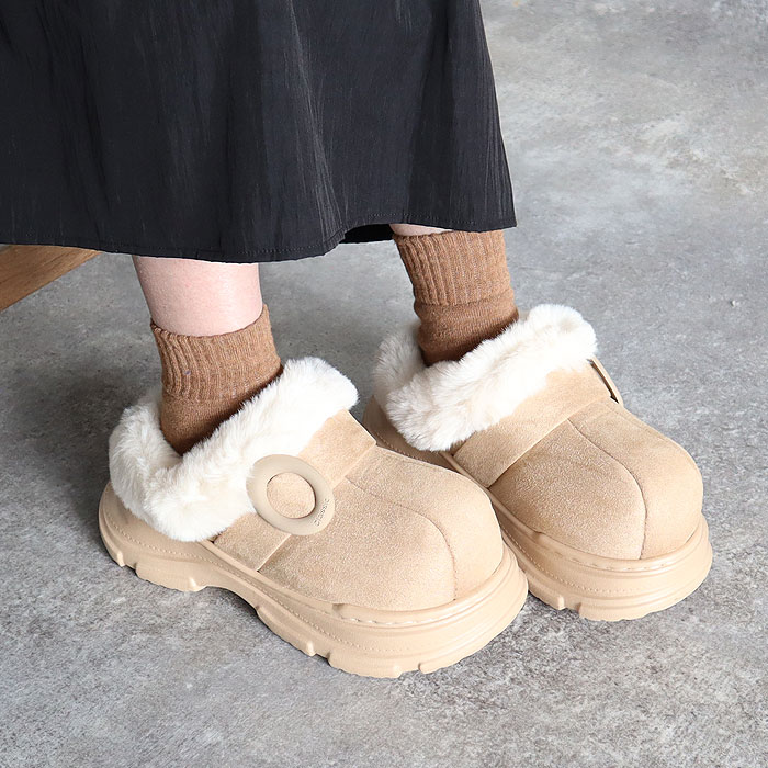 靴 レディース ムートン スリッパ 秋 冬 黒 おしゃれ 歩きやすい 厚底 軽量 軽い ファー 極暖 暖か 保温 かわいい^bo-962^ | uricca | 03