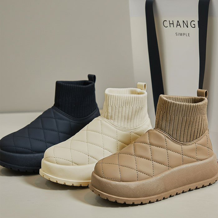 靴 レディース シューズ キルティングブーツ スノーブーツ 冬 黒 白 おしゃれ 裏起毛 ハイカット あったか 保温 韓国風 カジュアル^bo-963^ | uricca | 08