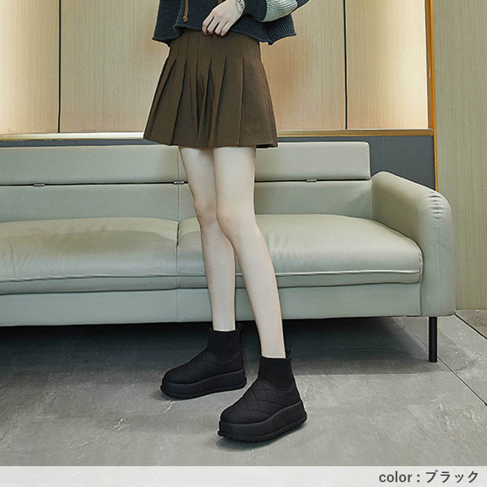 靴 レディース シューズ キルティングブーツ スノーブーツ 冬 黒 白 おしゃれ 裏起毛 ハイカット あったか 保温 韓国風 カジュアル^bo-963^ | uricca | 10