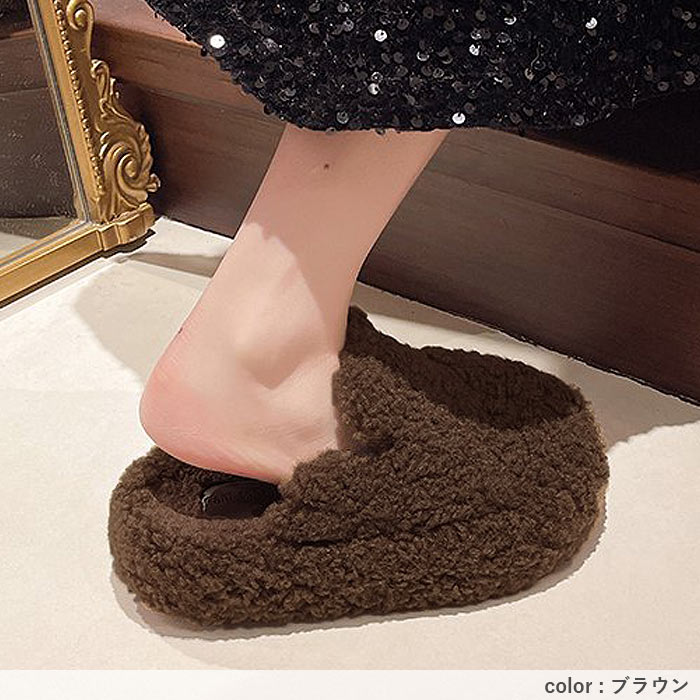 2195円 クーポンで！ 靴 レディース シューズ サンダル ボアサンダル 秋 冬 黒 おしゃれ 厚底 外履き用 レオパード あったか 保温 もこもこ かわいい^bo-964^ | uricca | 12