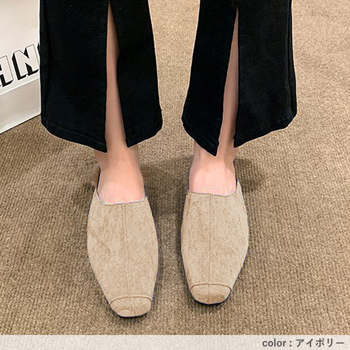 靴 レディース シューズ ファーサンダル ミュール 秋 冬 黒 おしゃれ あったか スエード フェイクファー 外履き用 かわいい^bo-965^ | uricca | 08