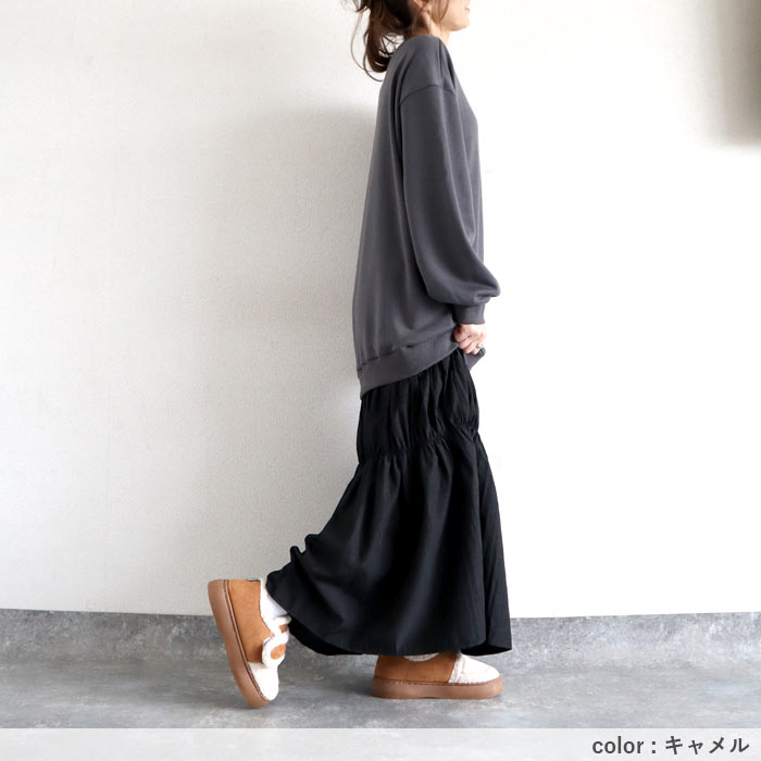 シューズ ブーツ レディースボア 裏起毛 ローファー風 フラット 冬 もこもこ ふわふわ あったか 保温 防寒 かわいい 韓国風 [宅配]^bo-968^ | uricca | 12