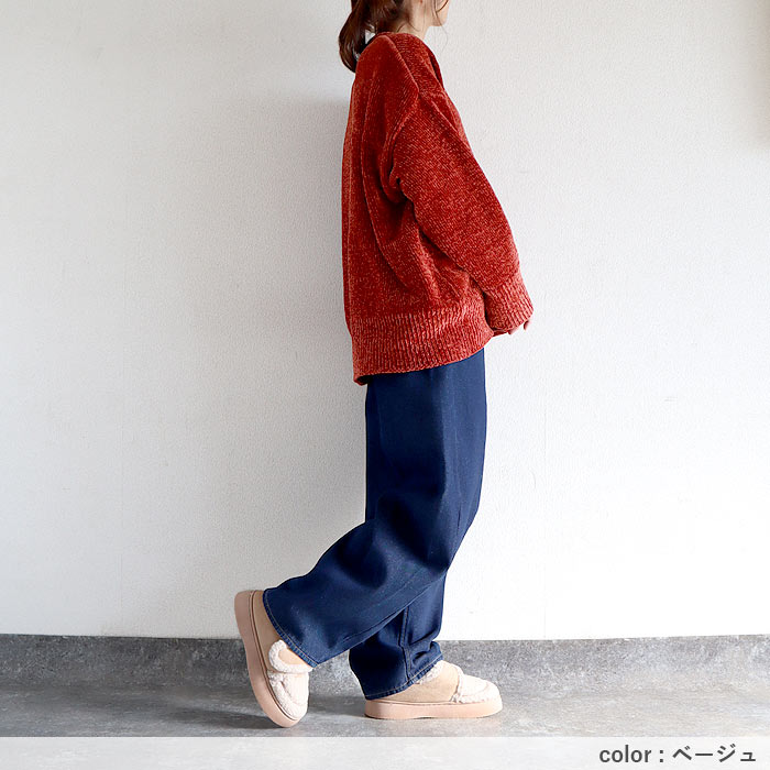 1113円 クーポンで！ シューズ ブーツ レディースボア 裏起毛 ローファー風 フラット 冬 もこもこ ふわふわ あったか 保温 防寒 かわいい 韓国^bo-968^ | uricca | 23