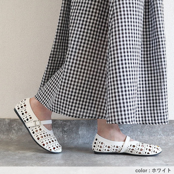 パンプス シューズ レディース パンチング ローヒール 通気性 黒 白 春 夏 おしゃれ カジュアル かわいい [宅配]^bo-970^ | uricca | 15