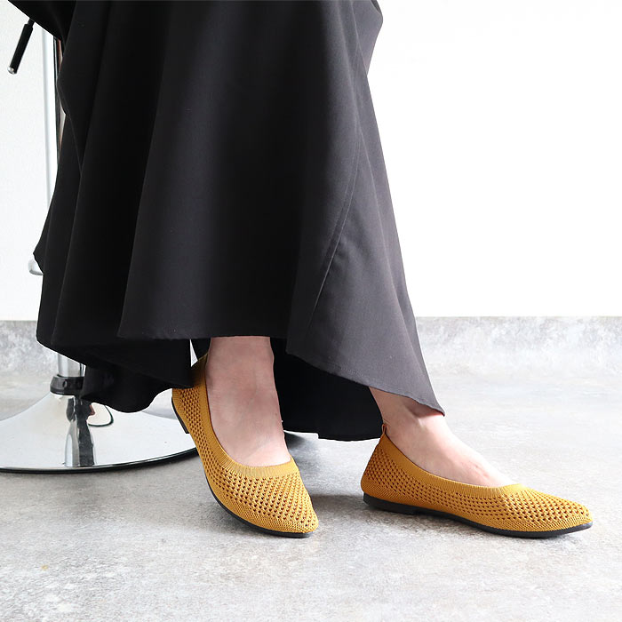 靴 レディース シューズ ニットパンプス メッシュ編み 春 夏 黒 おしゃれ 歩きやすい シンプル ポインテッドトゥ 通学 通勤 30代 40代 50代 60代^bo-971^ | uricca | 03