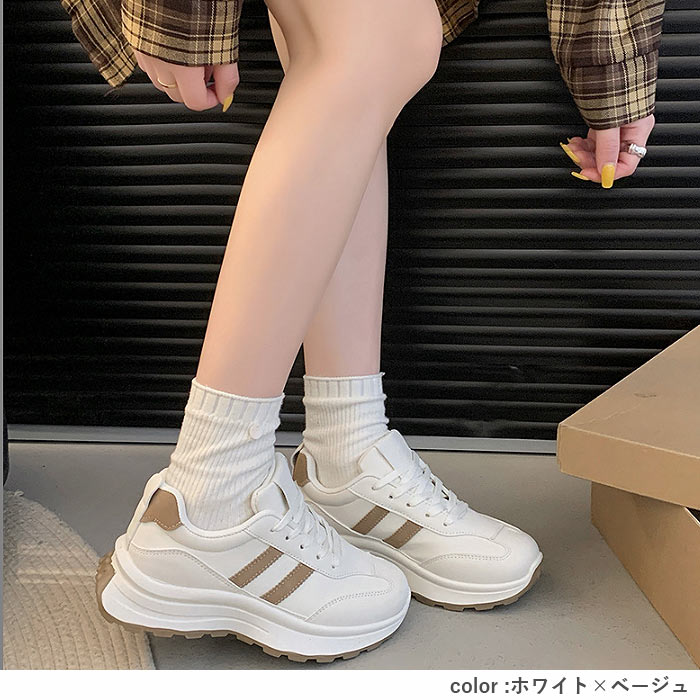 靴 レディース シューズ 厚底スニーカー 幅広 春 夏 秋 冬 白 黒 おしゃれ 歩きやすい シンプル 厚底 脚長効果 40代 50代 60代^bo-973^ | uricca | 14