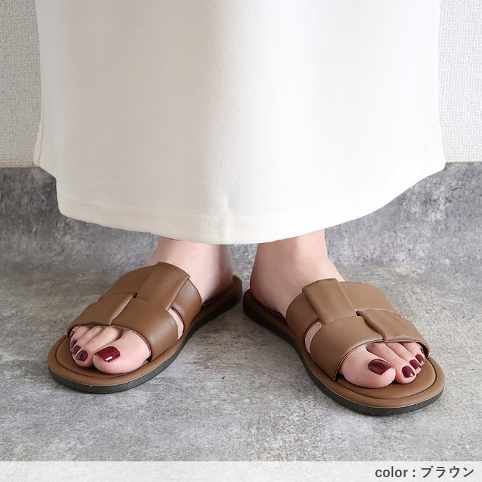 834円 クーポンで！ サンダル レディース シューズ パフィー 楽ちん ぺたんこ スリッパ 夏 黒 おしゃれ カジュアル [郵3]^bo-974^ | uricca | 14