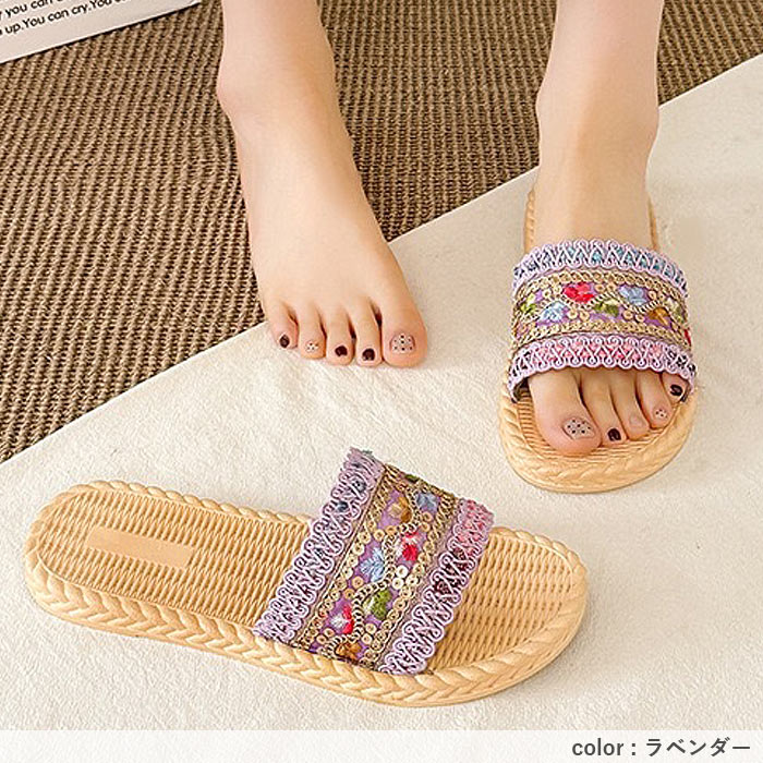 サンダル レディース シューズ 靴 ぺたんこ エスニック リゾート 柔らかい ゴムソール 軽量 夏 おしゃれ カジュアル ^bo-975^ | uricca | 13