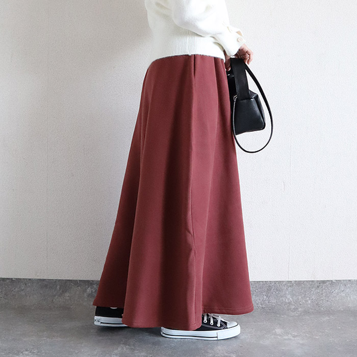 3321円 クーポンで！ スカート 裏起毛 ロング フレア スカート レディース 秋 冬 黒 おしゃれ かわいい 30代 40代 ボア スウェット きれいめ 極暖 ^cc-077^ | uricca | 05