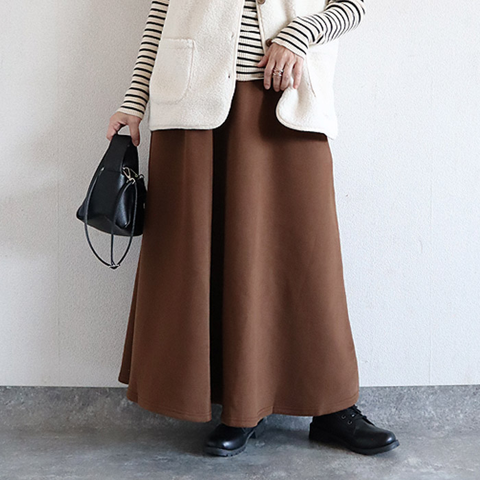 3321円 クーポンで！ スカート 裏起毛 ロング フレア スカート レディース 秋 冬 黒 おしゃれ かわいい 30代 40代 ボア スウェット きれいめ 極暖 ^cc-077^ | uricca | 07