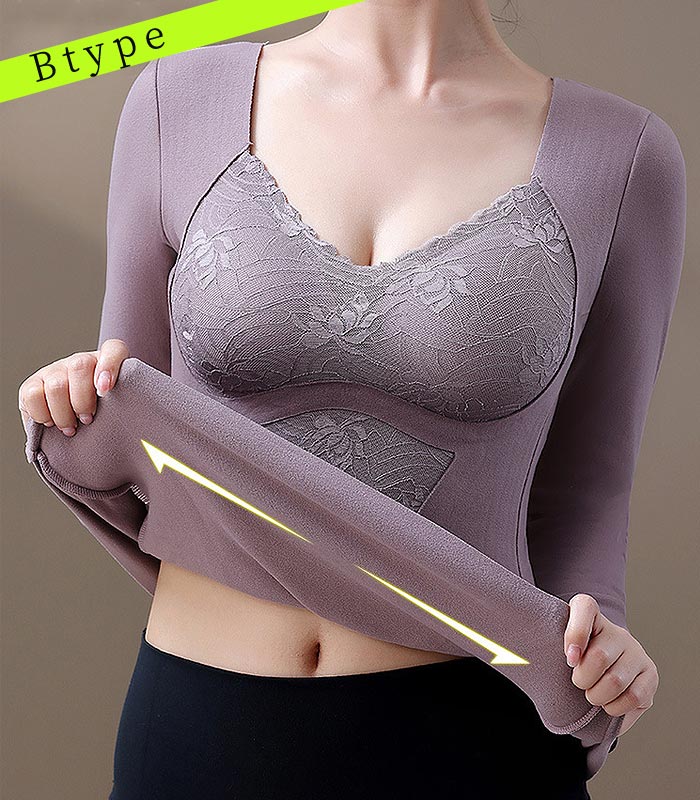 1596円 クーポンで！ tシャツ インナー 長袖 レディース 秋 冬 黒 おしゃれ Vネック 肌着 下着 保温 防寒 極暖 レース リボン [郵3]^i023^ | uricca | 22