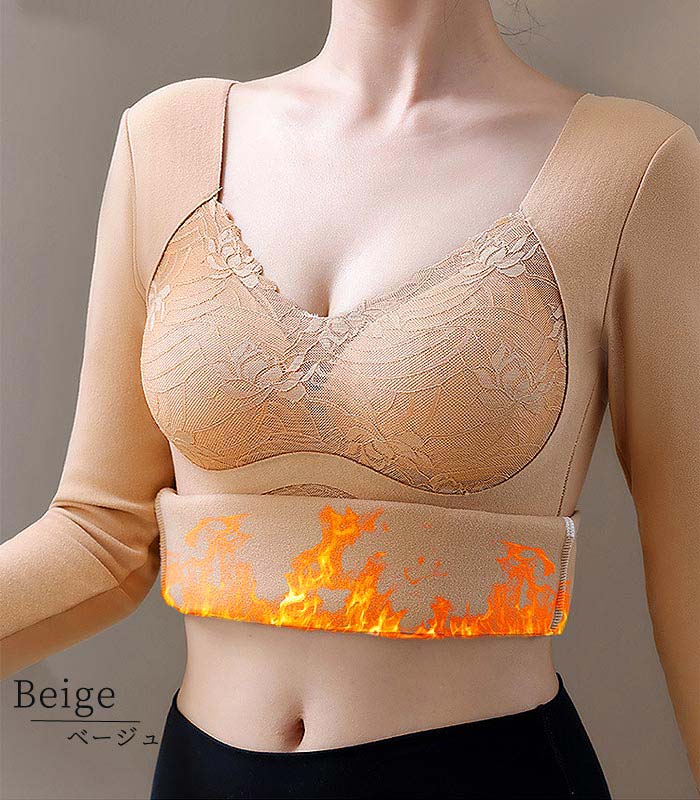 1596円 クーポンで！ tシャツ インナー 長袖 レディース 秋 冬 黒 おしゃれ Vネック 肌着 下着 保温 防寒 極暖 レース リボン [郵3]^i023^ | uricca | 24