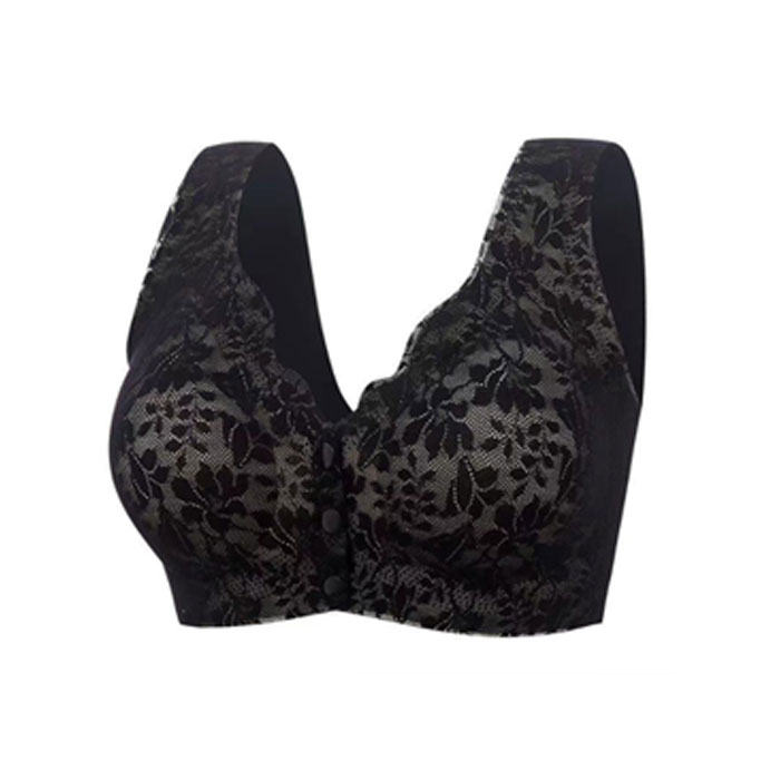1090円 2点購入クーポンで！ ブラ ブラジャー レディース ブラトップ ノンワイヤー ランジェリー 脇高 フロントボタン 授乳ブラ 軽量 レース [郵1.5]^i032^ | uricca | 01