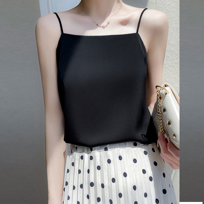 ブラトップ レディース カップ付き キャミソール キャミトップ インナー タンクトップ サテン 下着 重ね着 肌着 [郵1.5]^i040^ | uricca | 01