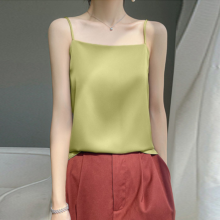 ブラトップ レディース カップ付き キャミソール キャミトップ インナー タンクトップ サテン 下着 重ね着 肌着 [郵1.5]^i040^ | uricca | 05