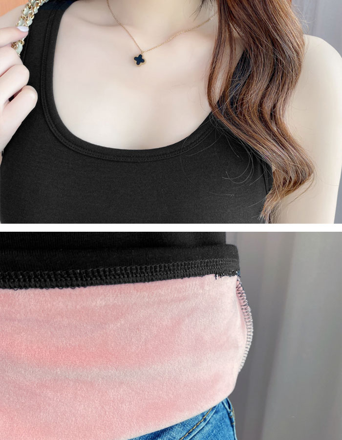 1190円 2点購入クーポンで！ トップス レディース タンクトップ インナー 秋 冬 白 黒 おしゃれ 裏起毛 ノースリーブ 無地 重ね着 保温 暖かい 極暖 [郵2]^i043^ | uricca | 08