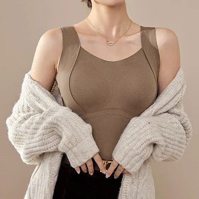 1290円 2点購入クーポンで！ トップス レディース インナー タンクトップ 秋 冬 白 黒 保温 極暖 あったか 暖か 裏起毛 ノースリーブ カップ付[郵3]^i045^ | uricca | 04