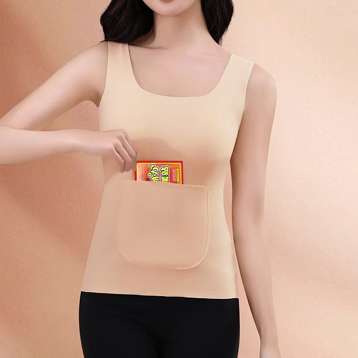 792円 クーポンで！ あったか インナー トップス レディース タンクトップ 秋 冬 黒 ノースリーブ 無地 ポケット 保温 極暖 フィット [郵1.5]^i048^ | uricca | 03