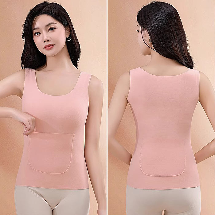 792円 クーポンで！ あったか インナー トップス レディース タンクトップ 秋 冬 黒 ノースリーブ 無地 ポケット 保温 極暖 フィット [郵1.5]^i048^ | uricca | 05