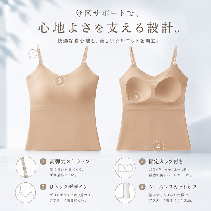 インナー トップス キャミソール カップ付きインナー しっかりカップ 冷感 涼しい 春 夏 白 黒 おしゃれ ^i053^ | uricca | 11