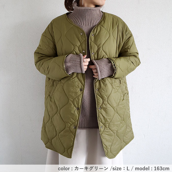 2990円 300名限定クーポン★ キルティングコート ジャケット レディース 秋 冬 黒 おしゃれ かわいい 30代 40代 50代 中綿 ノーカラー ロング 極暖 ^jk216^ | uricca | 16