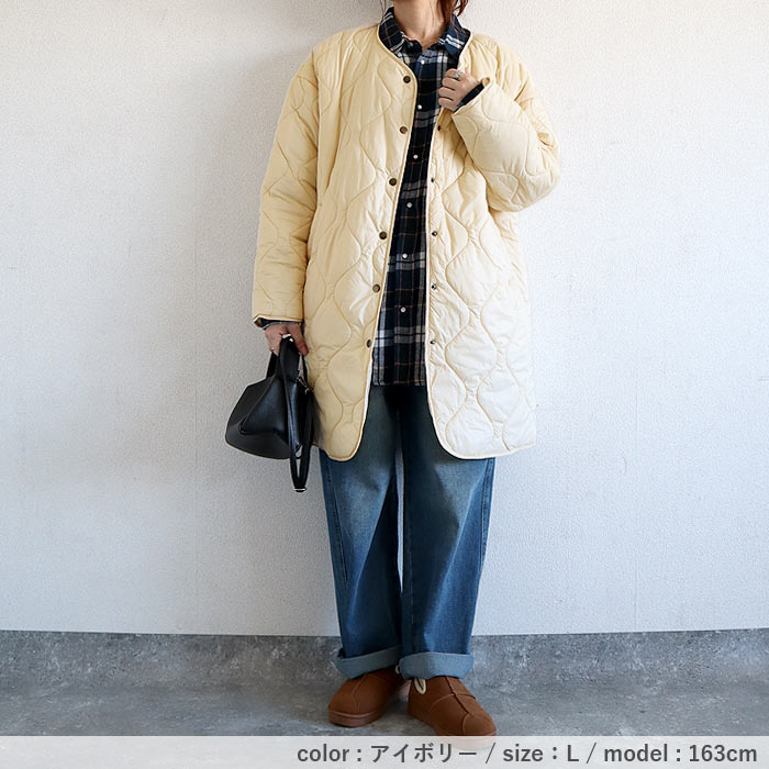 2990円 300名限定クーポン★ キルティングコート ジャケット レディース 秋 冬 黒 おしゃれ かわいい 30代 40代 50代 中綿 ノーカラー ロング 極暖 ^jk216^ | uricca | 17