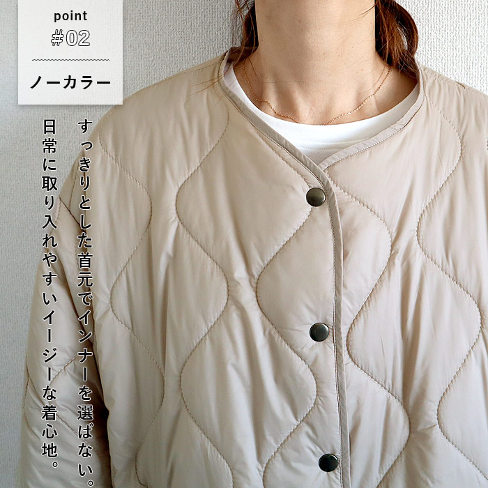 2990円 300名限定クーポン★ キルティングコート ジャケット レディース 秋 冬 黒 おしゃれ かわいい 30代 40代 50代 中綿 ノーカラー ロング 極暖 ^jk216^ | uricca | 07