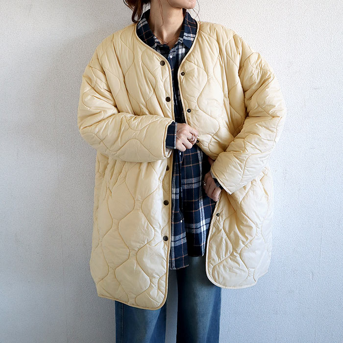 2990円 300名限定クーポン★ キルティングコート ジャケット レディース 秋 冬 黒 おしゃれ かわいい 30代 40代 50代 中綿 ノーカラー ロング 極暖 ^jk216^ | uricca | 05