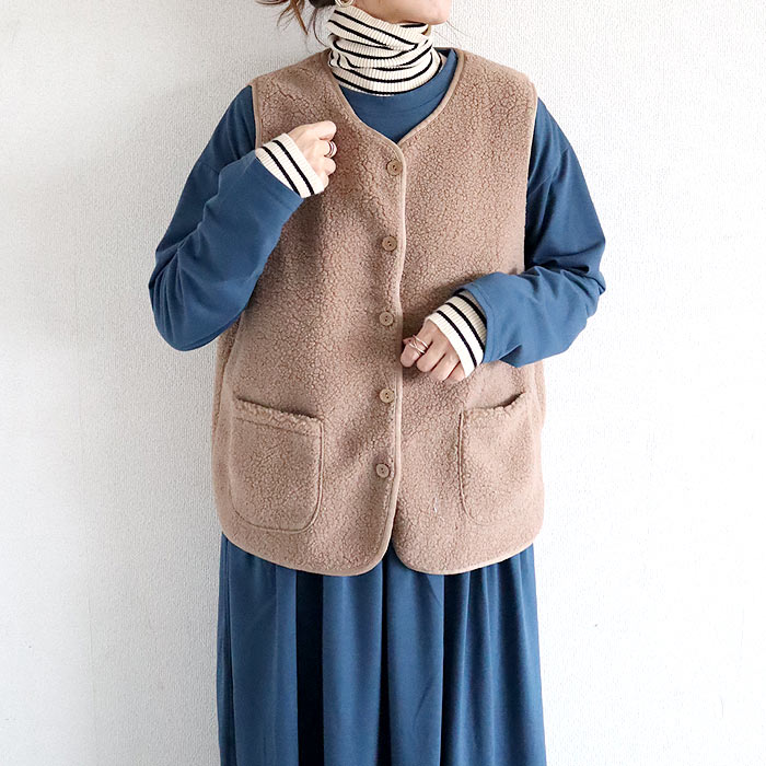 アウター トップス レディース ベスト 秋 冬 白 おしゃれ ノースリーブ 無地 極暖 暖か ボア ボタン ジップアップ 動きやすい[郵3]^jk218^ | uricca | 01