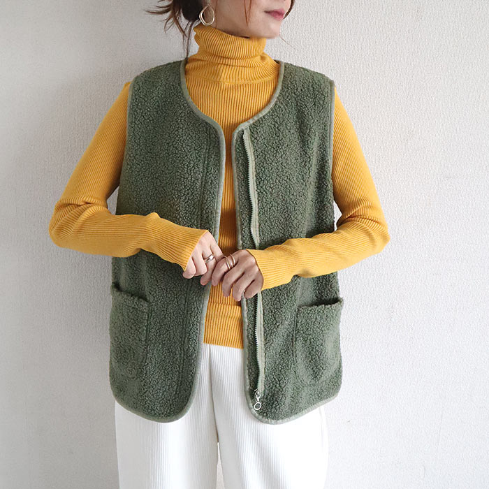 アウター トップス レディース ベスト 秋 冬 白 おしゃれ ノースリーブ 無地 極暖 暖か ボア ボタン ジップアップ 動きやすい[郵3]^jk218^ | uricca | 07